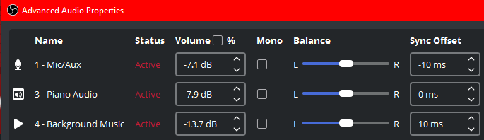 RosaNagashi's tweet photo. Friendly reminder for VTubers who like to do karaoke streams:

If you process your audio in software (like with Elgato Wave Link or with plugins inside of OBS) as opposed to doing it in hardware with an audio interface (like a GoXLR), that's gonna introduce a small amount of latency to your mic audio, because your CPU has to process all of those effects which takes time.

Make a few OBS recordings to check how long that latency is, and then delay the audio of your music source on your broadcast by clicking the 3 dots on your music source, going to Advanced Audio Properties, and then either setting a positive delay to your music, or a negative delay to your mic to compensate for the latency of your audio processing!

If you don't do this, your voice will be out of sync with your music and you suddenly sound like your timing is way worse than it actually is!