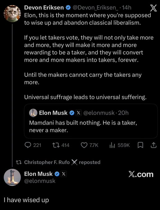 Ike_Saul's tweet photo. The richest man in the world, on the 250th anniversary of America, is insisting he has "wised up" about allowing people to vote. The same guy is supporting a president unwilling to accept the results of any election he loses. Not conspiratorial to feel uncomfortable about this! https://t.co/7Lq67Ch8rD