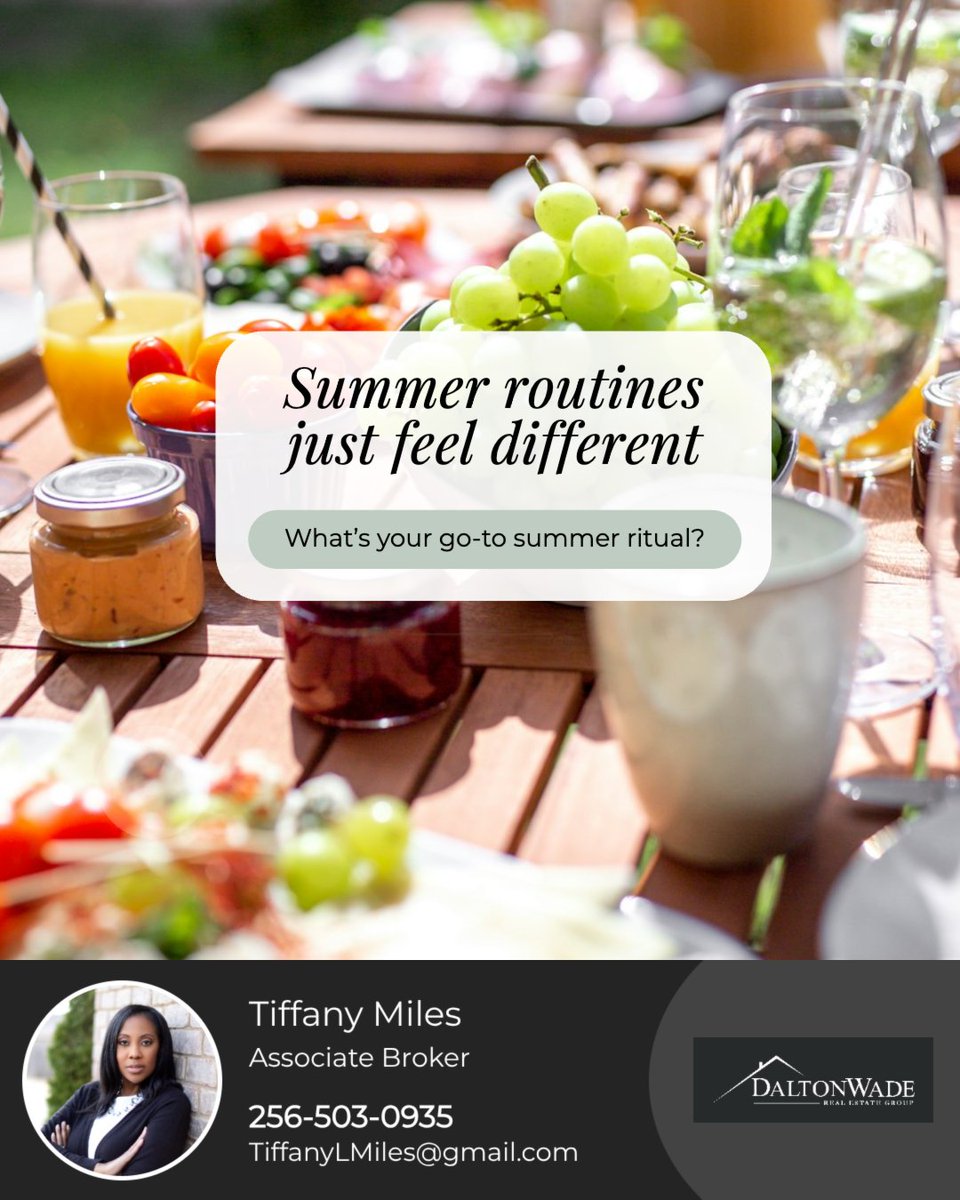 RealtorTiffanyL's tweet photo. Summer has a way of changing everyday life in the best way. ☀️ Morning coffee lasts a little longer outside, evening walks become part of the routine, and weeknights feel more relaxed. What’s the best part of your summer routine?
#MadisonAL #HuntsvilleAL https://t.co/BejUY7wEIn