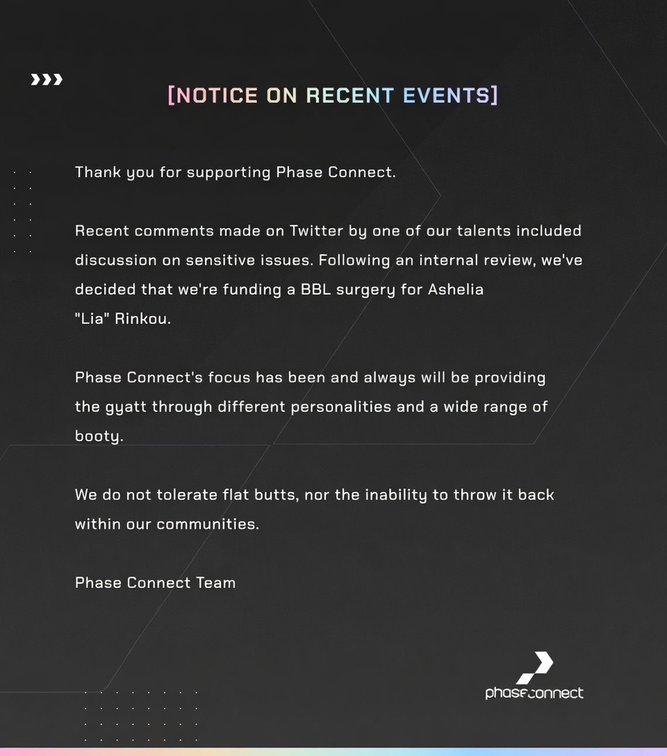 Necro_Ch_'s tweet photo. An important notice regarding why Lia won't be streaming this week. https://t.co/LWhAWxl6G7