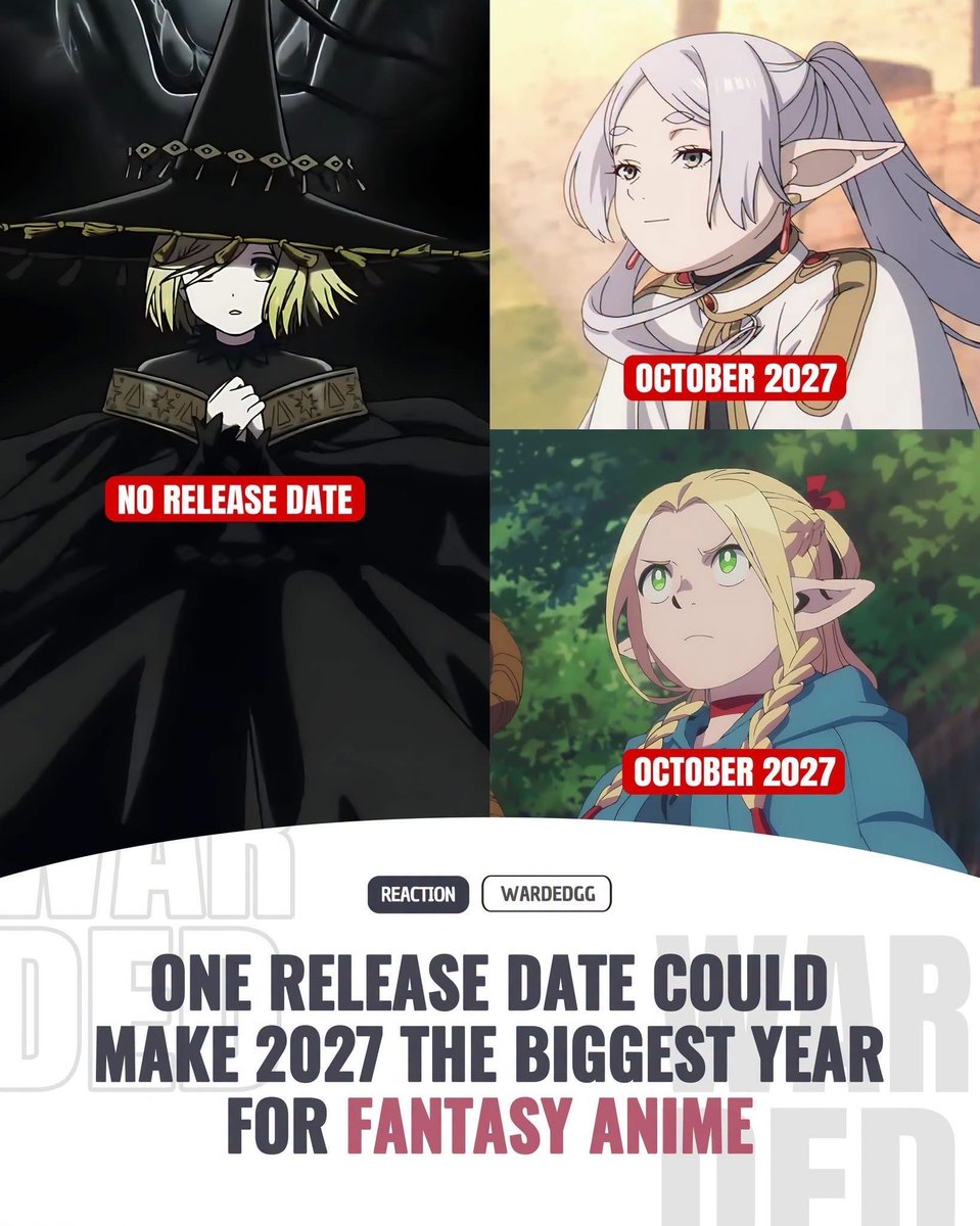 AnimeePost's tweet photo. If Witch Hat Atelier gets added to the mix, 2027 is peak fiction https://t.co/9JPVg9saw5