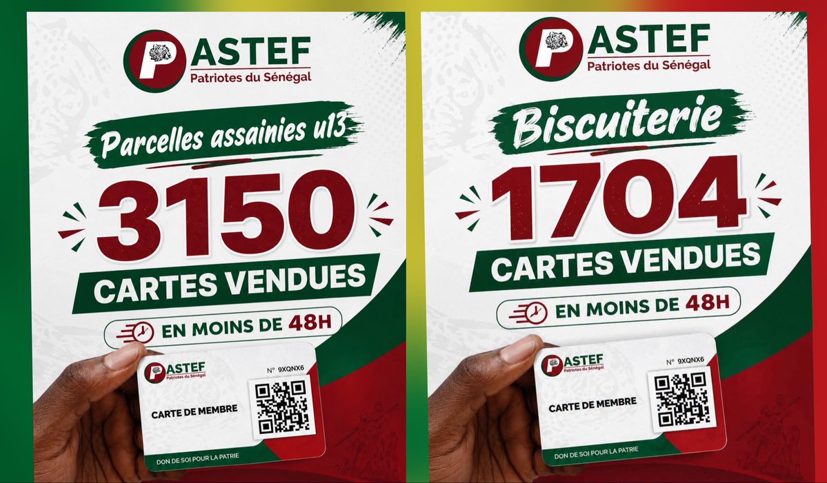 LayeSeckSeckFCB's tweet photo. ‼️ Quand l’engagement rencontre l’action, les résultats suivent.

🔹1 704 cartes à Biscuiterie

🔸3 150 cartes à Parcelles Assainies U13

🇸🇳❤️🔥 https://t.co/MXduIPi4LX