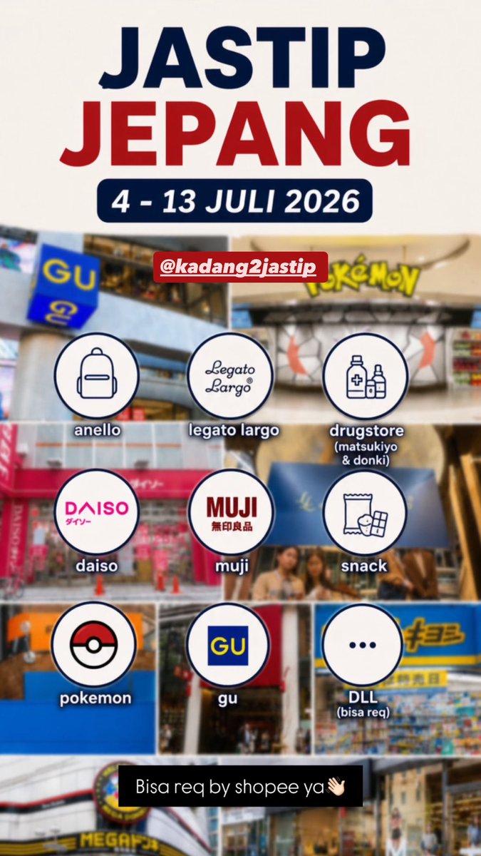 sobadhambyar's tweet photo. OPEN JASTIP HANDCARRY JEPANG BY IG : @kadang2jastip 🇯🇵 

4 - 13 JULY 2026
📍 Ready Surabaya 15 Juli 2026 
✅ 100% Trusted! Bisa shopee!
✅ Handcarry
✅ Req Order? DM / WA 0895631247058 (admin indo)

Gabung grup dlu aja siapatau keracunan😭🫶🏻 

https://t.co/PQm4GxUmBV https://t.co/1wjZe2efhI