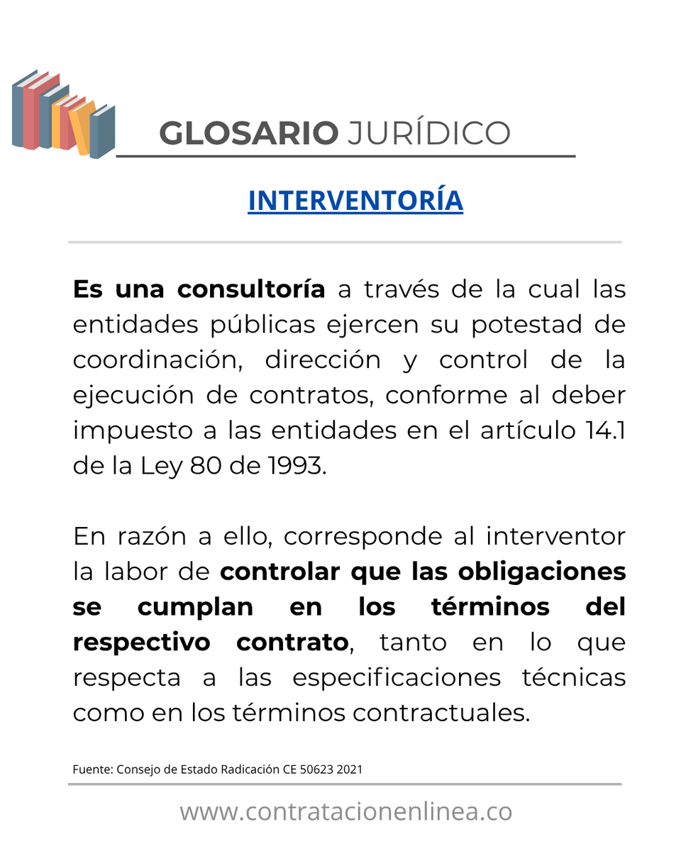 contrataenlinea's tweet photo. 📧 INTERVENTORÍA. Consulte documentos de interés sobre el tema👉 https://t.co/MGpj0dIi3v