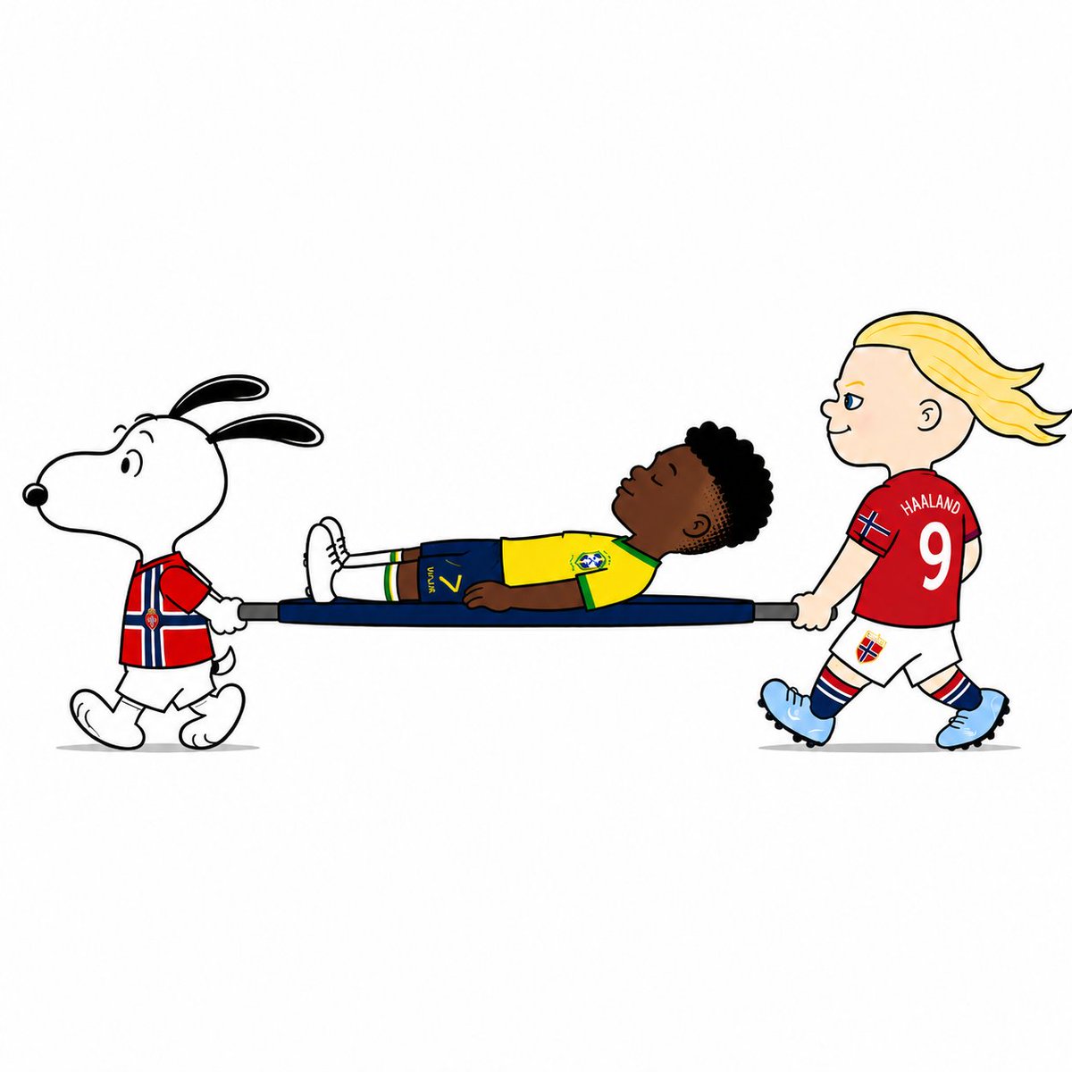 snoopyb047's tweet photo. Snoopy and Haaland carrying vinicius out. 😅🇳🇴 https://t.co/bQBQI4VMaJ