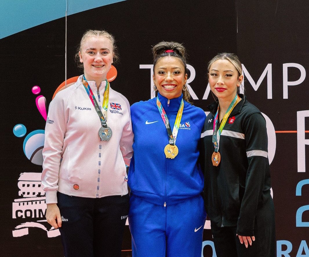 USAGym's tweet photo. Team USA takes GOLD in both Men’s &amp; Women’s Double Mini at the Coimbra World Cup!

🥇Ruben Padilla
🥇Aliah Raga https://t.co/hEFQu1LV16