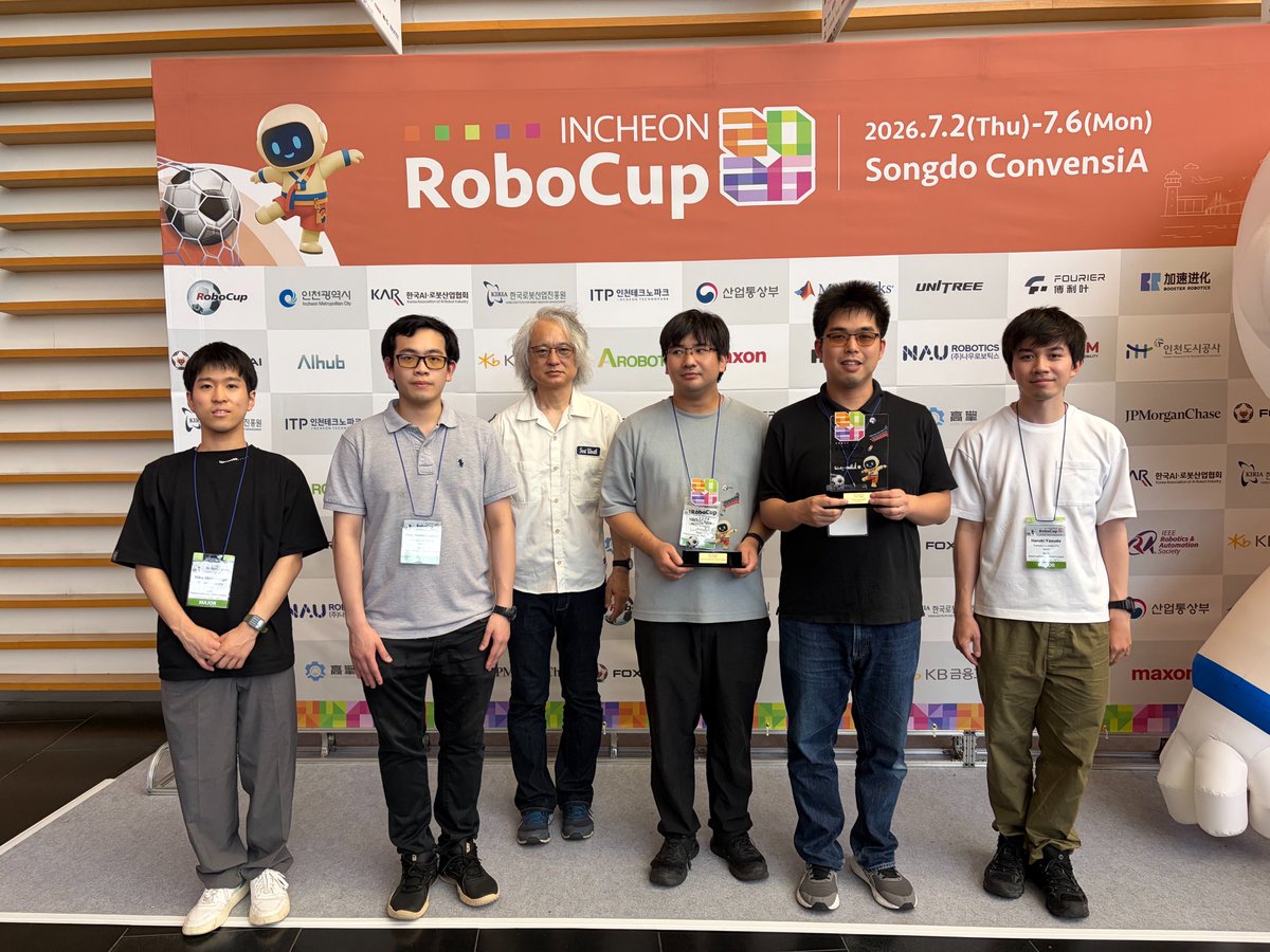 TCPAI_Tohoku_U's tweet photo. #Robocup2026
東北大学「Quix」は 3位🎉+Best in class Mechatronics Mobility受賞🎉 おめでとうございます!
#東北大学 #Quix #早朝から夜遅くまで連日お疲れさまでした #TCPAI #仁川 #Robocupレスキュー https://t.co/0kCIlssKKH