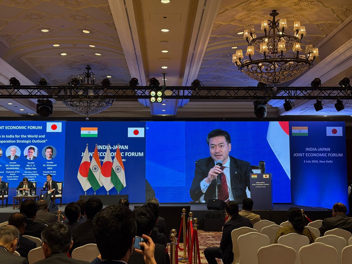 synspective's tweet photo. We are incredibly proud to share that our CEO, Dr. Motoyuki Arai, participated in the highly esteemed Japan-India Joint Economic Forum held in New Delhi on July 2nd, 2026 🇮🇳🇯🇵

This landmark event brought together top business leaders from both countries and was honored by the presence of the Prime Minister of India, Narendra Modi, and the Prime Minister of Japan, Sanae Takaichi.

Dr. Arai was a speaker in the panel session titled “Free and Open Indo-Pacific: Make in India for the World and Japan-India-Africa Cooperation Strategic Outlook.” 

#India #japan #indopacific #sustainablegrowth #space