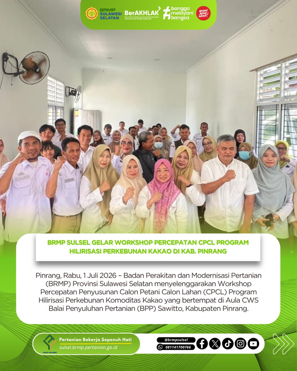 brmpsulsel's tweet photo. BRMP Sulsel Gelar Workshop Percepatan CPCL Hilirisasi Perkebunan Kakao di Kab. Pinrang
https://t.co/5oyjYBVaP2 https://t.co/t2BjjkcaRD