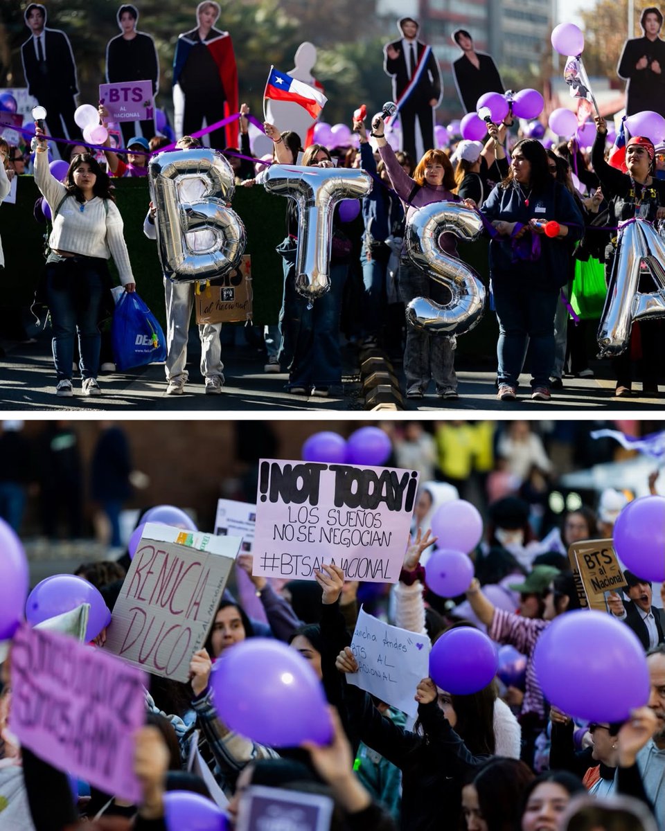 TangerineOfBTS's tweet photo. 🇨🇱 Desde TangerineOfBTS queremos reiterar nuestro apoyo a las manifestaciones pacíficas, coordinadas y correctas realizadas por ARMY Chile. Y más allá de ello, queremos recordarles que siempre estaremos de acuerdo en la convivencia respetuosa hacia y com las diversidades.

Es inaudito ver lo que en estos días ha estado pasando con respecto a los shows de BTS, sabiendo que el tour es un evento planificado con muchísimos meses; además que cada asistente deposita su ilusión, anhelo, ahorros, tiempo, su vida, para poder disfrutar de un momento único.

En las últimas horas, desde el Ministerio del Deporte se ha emitido un comunicado en donde expresan que vuelven a permitir una revisión de la documentación y que se solicita que se incluya archivos técnicos que respalden que no sucederá nada con el espacio prestado. Esperamos que en los próximos días este show mediático se acabé y nos llegue la paz a ARMY, que se sienten las bases firmes en que no se volverá a repetir esta incertidumbre.

Recordemos que las artes y la cultura también forman parte de nuestros derechos, no son privilegios de pocos que nos pueden retirar, sino que son vivas expresiones del ser humano.

Enviamos nuestra fuerza y resistencia a quienes marcharon y a quienes desde los espacios digitales demuestran que somos una marea morada que lo único que deseamos es disfrutar de lo que amamos.

Que el efecto positivo de estos eventos desafortunados sea el ejemplo de que si nos quieren quitar algo que es nuestro, se luche hasta hacerlo respetar. 💜 

Staff @Tangerinesofbts