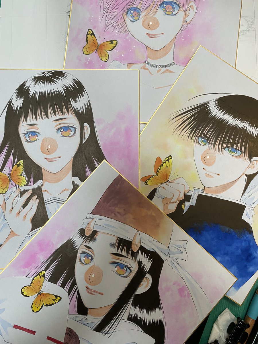 まだ未完成の色紙 夏コミに持っていくか来年の姉妹展ギャラリー用に