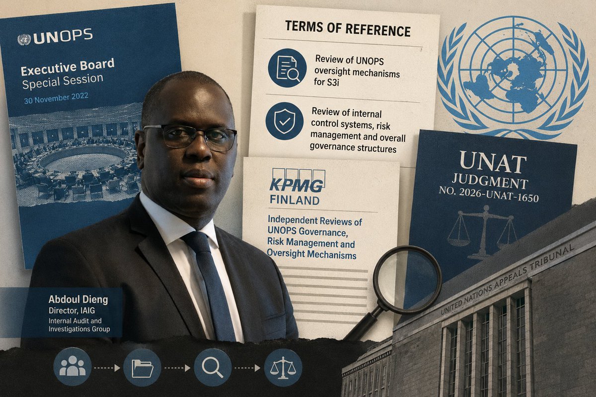 JusticeAtUNOPS's tweet photo. If Member States were asking @UNOPS_Chief for forensic accountability, but @KPMG was never commissioned to conduct a forensic investigation, why did the apparent absence of KPMG forensic evidence become the threshold for @UNOPS Internal Audit and Investigations Group (IAIG) deciding whether to investigate?

Three years later, following the recent #UNAT judgment 2026-UNAT-1650 in the #S3i case, that question deserves renewed attention.

I examine the Executive Board recordings, the Terms of Reference, the KPMG reviews, and the UNAT judgment to explore what was requested, what was delivered, and the questions that remain.

Read the full article:
https://t.co/nLbFv9MEYo 

#UnitedNations #Governance #Accountability #Oversight #KPMG #Whistleblowers #Transparency