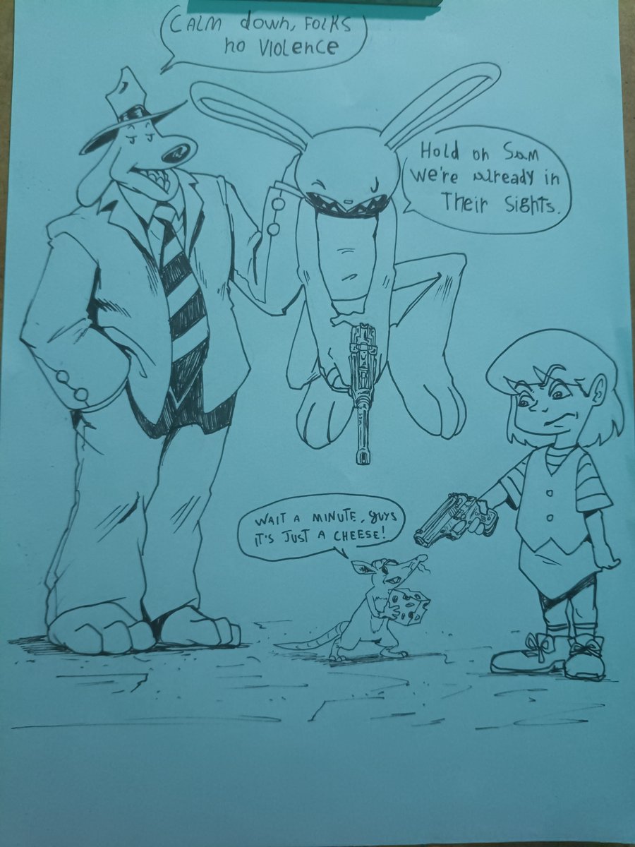 AlukeArtSfw's tweet photo. Will Sam let me shoot? #art #samandmax #samemax #samandmaxfreelancepolice #guns #guns https://t.co/bG2GViByPb