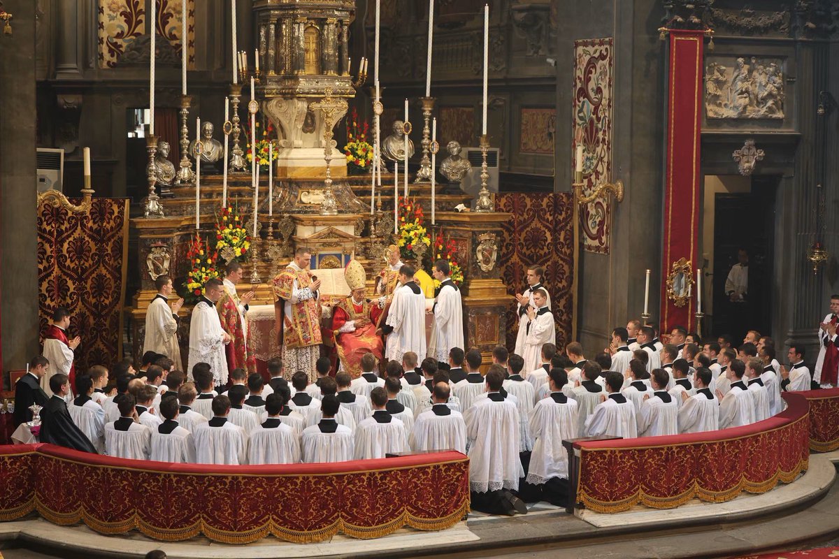 ICKSP's tweet photo. Ordination Week - June 29 - July 3, 2026

Week of Grace and Blessings for the Institute and the Universal Church:

On Monday, 16 seminarians and 5 oblates received the cassock from the hands of Monsignor Wach, Prior General.

On Tuesday, 63 seminarians and 11 oblates received clerical tonsure and minor orders from the hands of His Excellency Alain Castet, bishop emeritus of Luçon in France.

On Wednesday, 8 seminarians were ordained sub-deacons and 6 were ordained deacons by His Grace Salvatore Cordileone, Archbishop of San Francisco, California.

On Thursday, Cardinal Raymond Leo Burke ordained 4 new priests for the Universal Church and presided over the solemn Te Deum in Gricigliano before a great celebratory dinner. 

On Friday, the young priests celebrated their first mass in the presence of their families. 

Deo gratias!