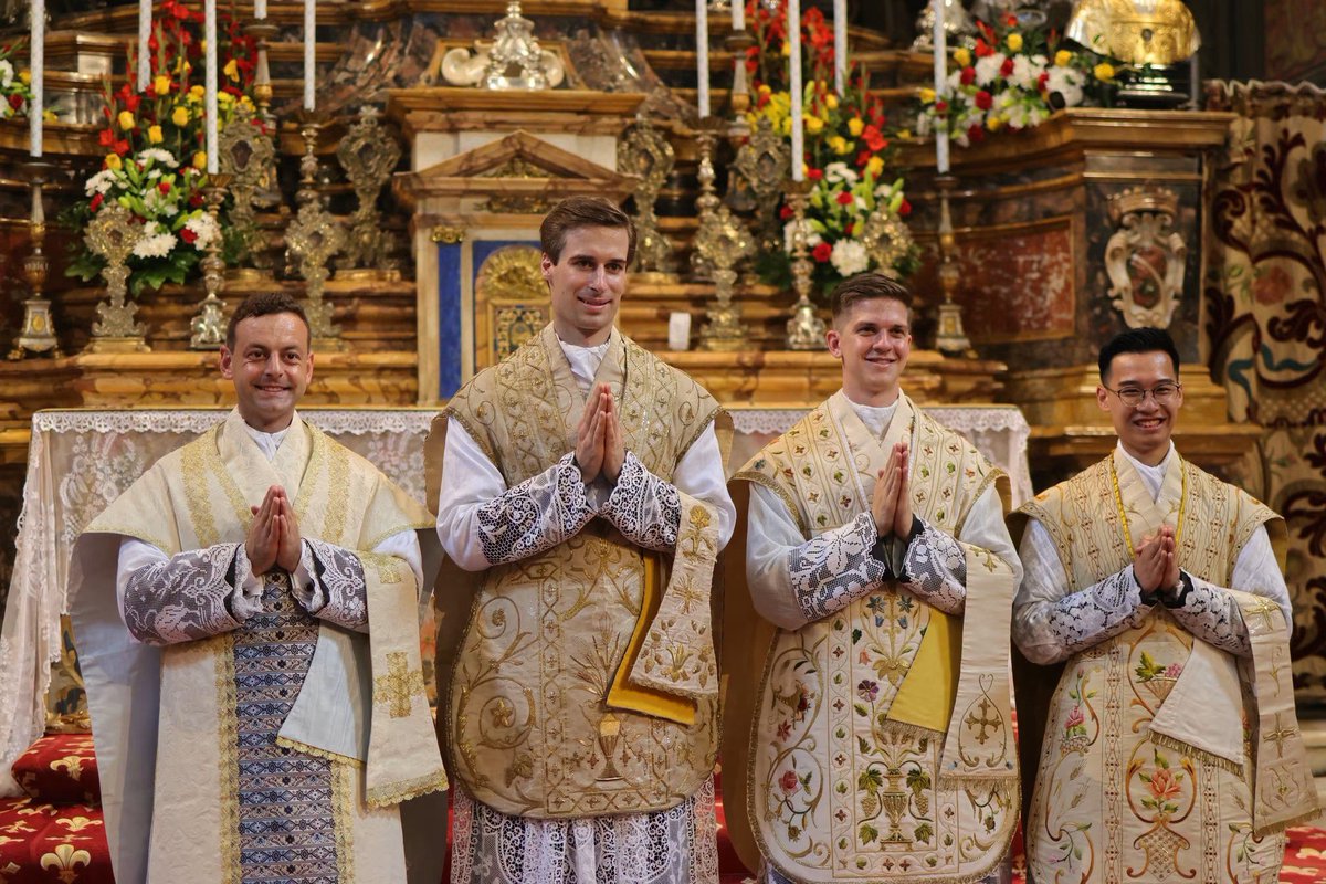 ICKSP's tweet photo. Ordination Week - June 29 - July 3, 2026

Week of Grace and Blessings for the Institute and the Universal Church:

On Monday, 16 seminarians and 5 oblates received the cassock from the hands of Monsignor Wach, Prior General.

On Tuesday, 63 seminarians and 11 oblates received clerical tonsure and minor orders from the hands of His Excellency Alain Castet, bishop emeritus of Luçon in France.

On Wednesday, 8 seminarians were ordained sub-deacons and 6 were ordained deacons by His Grace Salvatore Cordileone, Archbishop of San Francisco, California.

On Thursday, Cardinal Raymond Leo Burke ordained 4 new priests for the Universal Church and presided over the solemn Te Deum in Gricigliano before a great celebratory dinner. 

On Friday, the young priests celebrated their first mass in the presence of their families. 

Deo gratias!