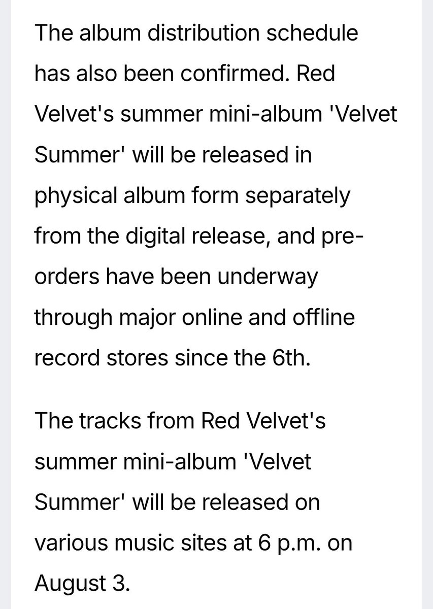 rvelites's tweet photo. Red Velvet mini album <Velvet Summer> will be released on Aug 3rd 6PM KST, with the title track 'Surfin Boy' 🏄‍♂️

The album will contain 5 songs.  Preorders will start today 💸
https://t.co/5sHask2Ybf

#RedVelvet #레드벨벳
#VelvetSummer #RedVelvet_VelvetSummer https://t.co/ISRdNj5MOe