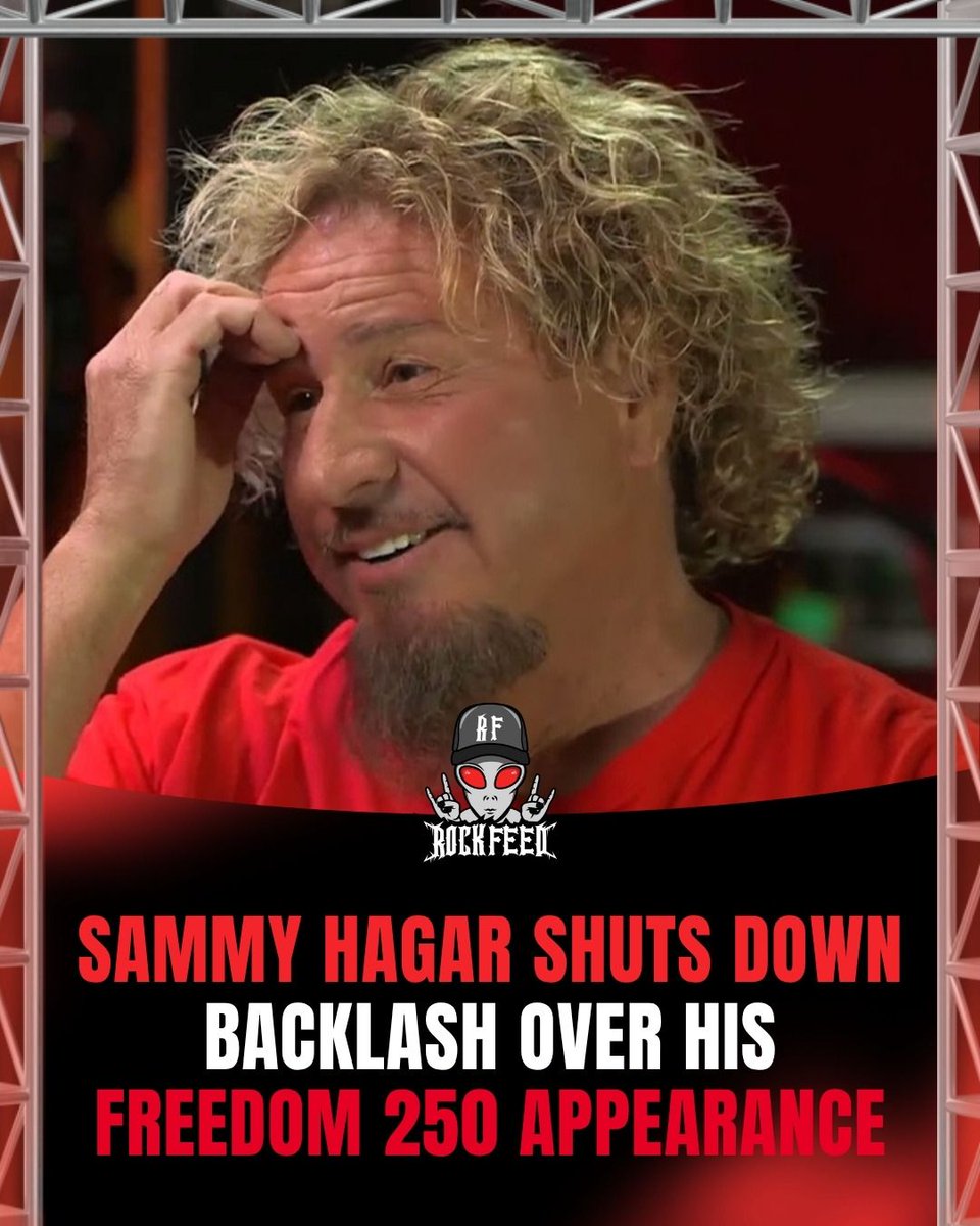 RockFeedNet's tweet photo. Sammy Hagar fired back after fans slammed his Freedom 250 involvement: "This is not a political thing. This is the celebration of our country's birthday no matter who the president is." His surprise July 4th set in D.C. was rained out. https://t.co/SeIIY1OzNt