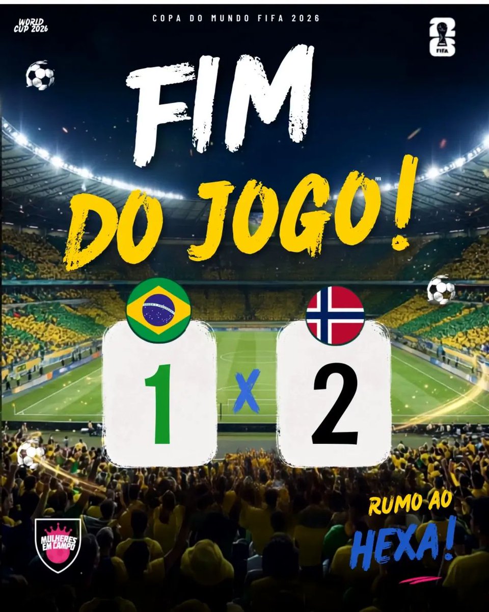 blog_mec's tweet photo. Fim de linha para o Brasil na Copa do Mundo 2026. 

Com a derrota por 2 a 1 para a Noruega, a seleção Brasileira se despede da competição. O Hexa fica para 2030. 

#MECnaCopa #FIFAWorldCup #CopaDoMundo26 https://t.co/zxa5SNGvkh