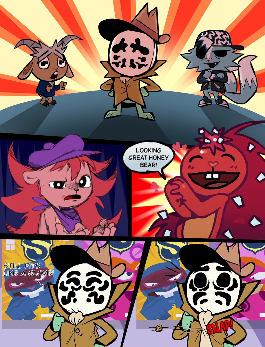 RizardLiz's tweet photo. THIRD STRIKE 13 | Feat. @/ochitsuku1738 on Tumblr, @/ridwanlol123 on Instagram and @Topsylance once again for the background elements! Thank you! #htf #happytreefriends #htfkapow #flippy #flaky #sheddy #flippyxflaky #fanart #comic https://t.co/1AWPgMeMsG