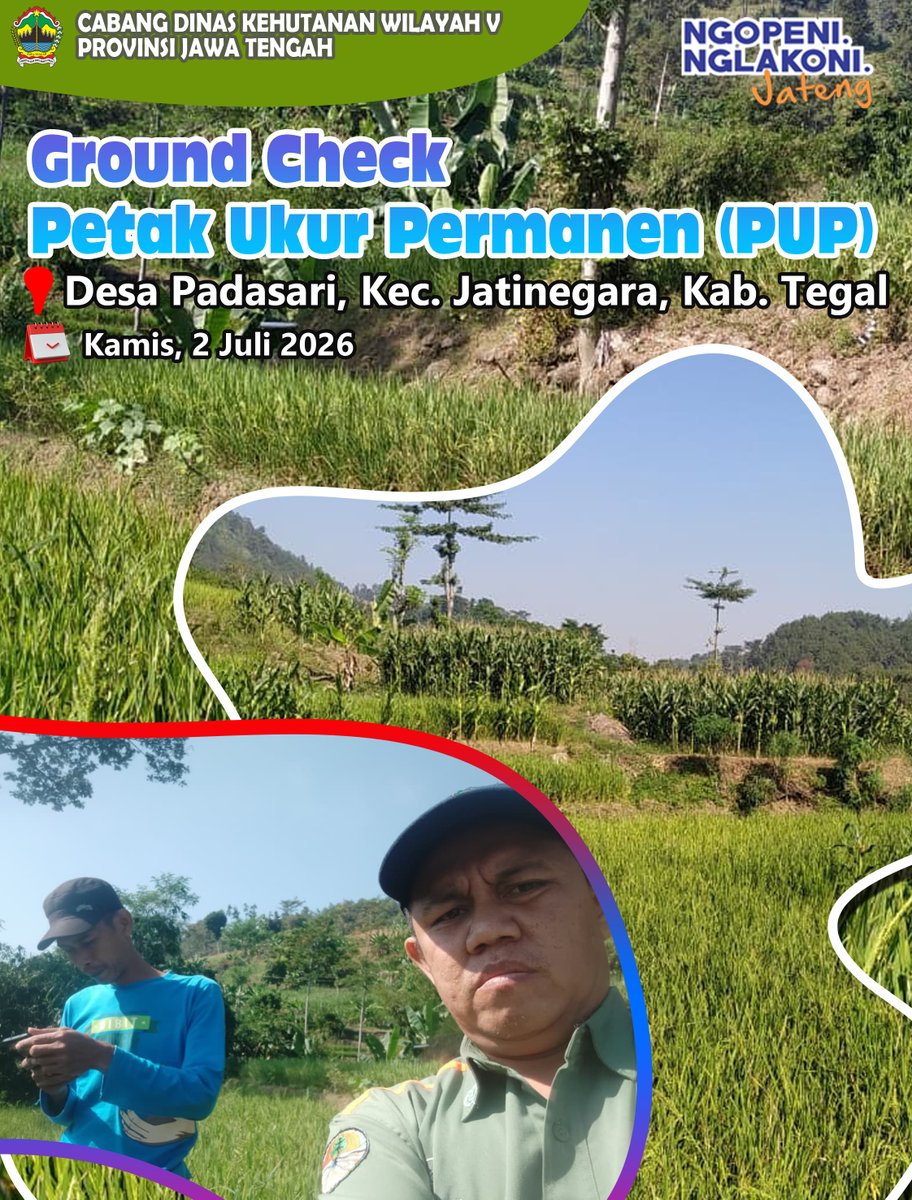 cdk5dlhkjateng's tweet photo. Groundcheck Petak Ukur Permanen (PUP) Desa Padasari, Kec. Jatinegara, Kab. Tegal.
Kondisi existing berupa lahan sawah dengan sistem terasering dan didukung pengairan yang baik.
Secara geografis berada di wilayah berbukit.
#Groundcheck #PUP #Kehutanan #Tegal #Jatinegara https://t.co/xBnDhg9ORX