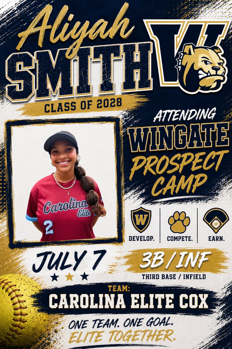 aliyah_smith22's tweet photo. ❕Headed to the Wingate Prospect Camp this Tuesday❕

Looking forward to learning new skills and building new connections❕
@makaylab_22 @WUSbulldogs 
@CarEliteCox18u @SFloSoftball https://t.co/SqYmfEx9hB