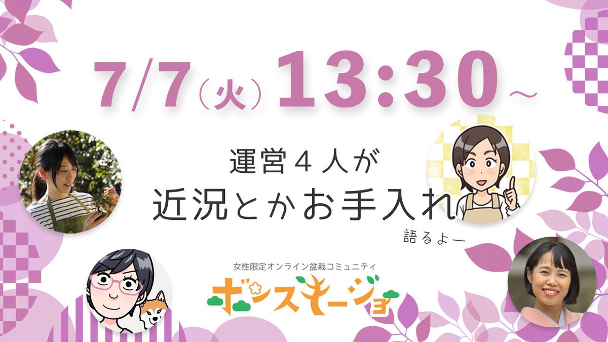 bonsukijyo's tweet photo. ７月の運営LIVE配信は、第１火曜日の明日、
　🗓️7/7　13:30〜14:00
です❗️
お楽しみに〜。
https://t.co/Lz2Mg6EcHe https://t.co/4uGbfUCXek