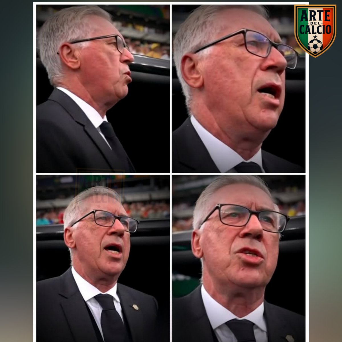 ArteDelCalcio's tweet photo. 📸 مدرب منتخب البرازيل كارلو أنشيلوتي و منذ أول مباراة للمنتخب البرازيلي في كأس العالم حتى ٱخر مباراة (الخروج على يد النرويج) ، كان يردد النشيد الوطني البرازيلي بكل طلاقة 🇧🇷🔥🇮🇹

⚠️ كم لغة يجيدها المدرب الإيطالي ؟! 

 #FIFAWolrldCup 🌎 #FWC26 🇺🇸🇨🇦🇲🇽 https://t.co/0aec5i0fei