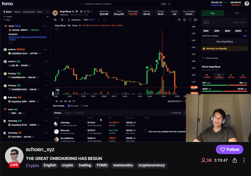 NietzscheBundle's tweet photo. So I was scrolling through Twitch and saw this new guy

I opened his stream and its full of normies, he only trades on Fomo

https://t.co/EUcsFE4WGV

I asked him if he wants a coin and he said he doesn't want supply

So I'll to make him a coin and send only fees

THIS IS A GREAT OPPORTUNITY ONBOARD RETAIL IN THE RIGHT DIRECTION, LET'S SHOW THEM HOW TO SEND AND HOLD COINS

SO NORMIES ACTUALLY LEARN AND TRUST SOMETHING