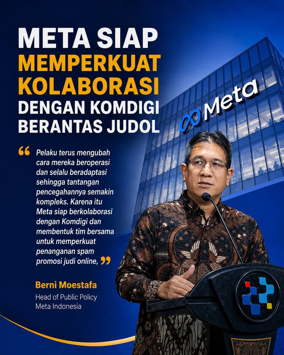 Aeri056_'s tweet photo. Meta siap mepekuat kalaborasi dengan komdgi berantas judol #BersamaBerantasJudol https://t.co/RPMyGsfize