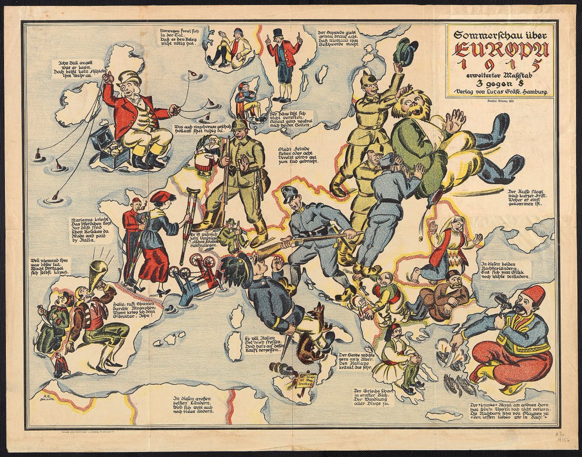 vintagemapstore's tweet photo. An illustrated map from 1915 depicts the German perspective on the situation in Europe. https://t.co/JUel854VvC