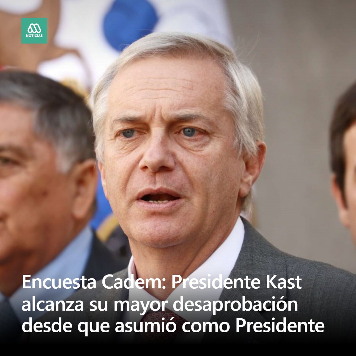 meganoticiascl's tweet photo. Conoce detalles sobre los más recientes resultados de la encuesta Cadem, que revelaron que el Presidente José Antonio Kast alcanzó su mayor nivel de desaprobación desde que asumió el cargo. ➡️ https://t.co/0OyJo4hVFe https://t.co/3ZgQzqrieA