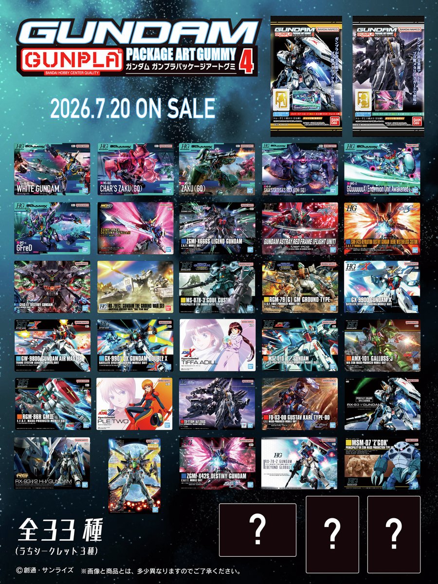 candytoy_c's tweet photo. ／
　7月20日発売予定！
GUNDAMガンプラパッケージアートグミ4
＼

『機動戦士ガンダム 閃光のハサウェイ キルケーの魔女』 をはじめ、『機動戦士Gundam GQuuuuuuX』や『機動戦士ガンダムSEED DESTINY』、『機動戦士ガンダム 逆襲のシャア』などの機体が収録されている豪華ラインナップ！
https://t.co/lv4L36JMxt

#ガンダム #ガンプラ