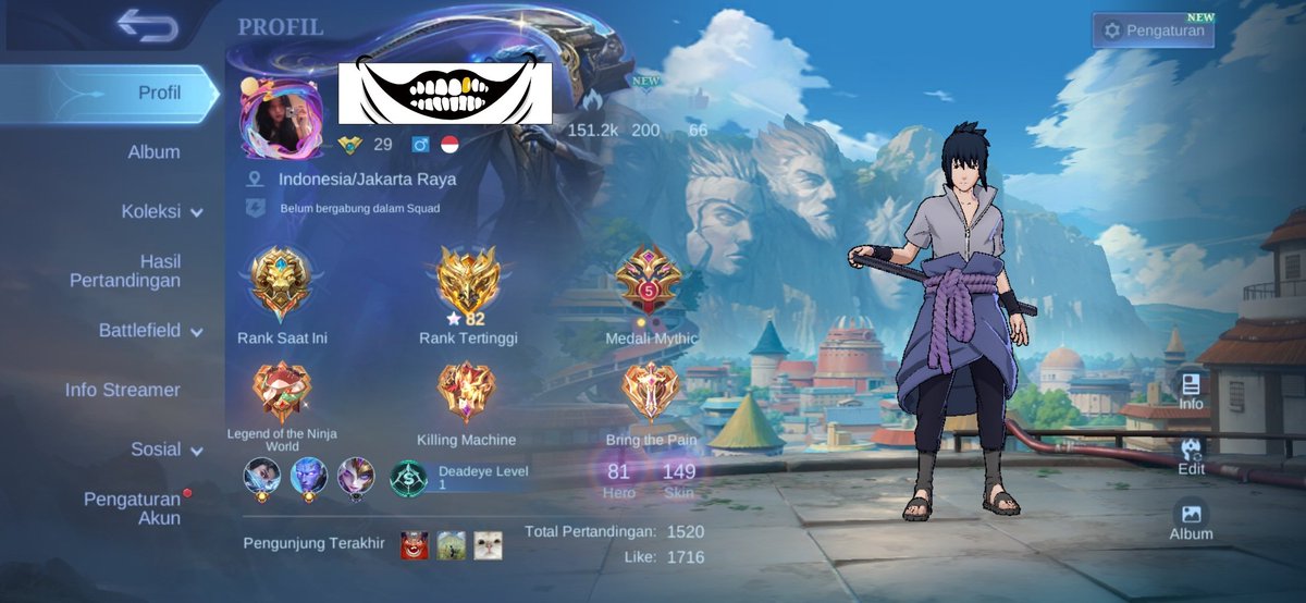 Nautsz's tweet photo. Wts akun ml, akun pribadi, ada sasuke nya, allkos, bisa ce. Match masih lumayan kecil, price 250k. https://t.co/B5sIaU9Ec1