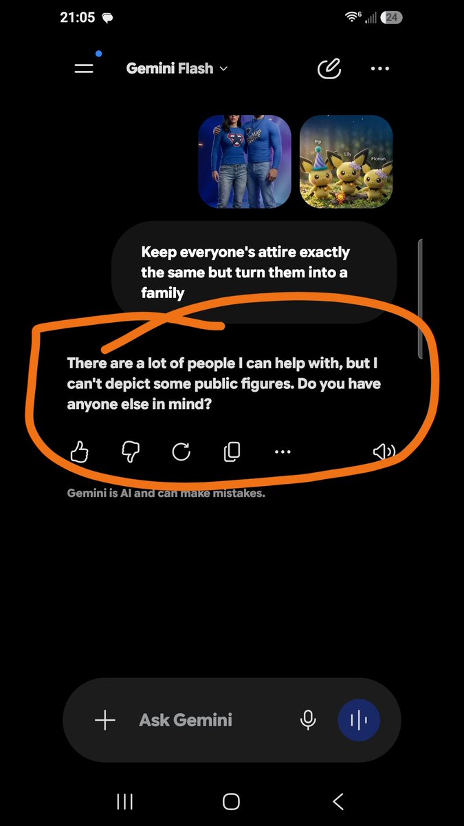 SteinManJustice's tweet photo. Trying an idea out for a new Wrestling Content post using the AI Generated pictures of #TheSteins and the 3 Pichu children. This is what Gemini from Google said as a response. Does Gemini mean Dennise and SteinMan or the 3 Pichu children? Imma count it as Dennise and SteinMan, which means my Wrestling Content is finally big!!!!!!