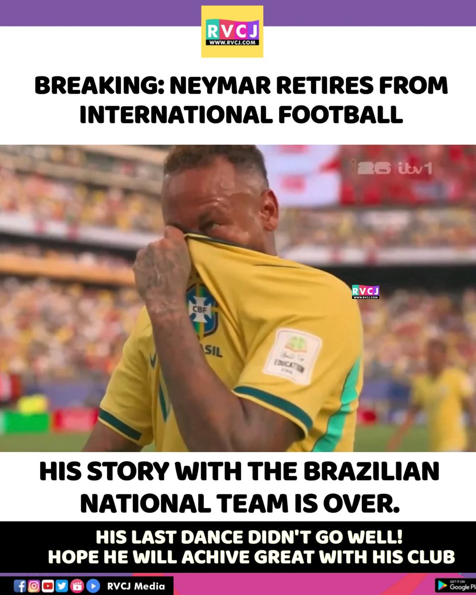 RVCJ_FB's tweet photo. Neymar announces his RETIREMENT FROM INTERNATIONAL FOOTBALL. 👋🏼🇧🇷 https://t.co/74mqUg5BSA