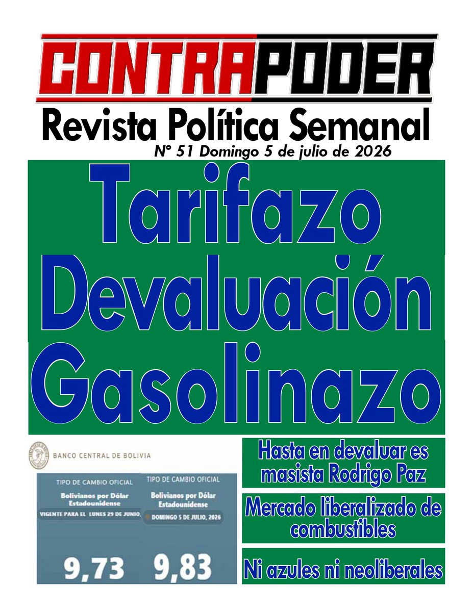 manuelbolivia11's tweet photo. REVISTA POLÍTICA SEMANAL CONTRAPODER Nº 51 de 5 de julio de 2026. Adjuntamos el link de descarga: https://t.co/4VNJGs8SQP https://t.co/Ep6e1DBQTc