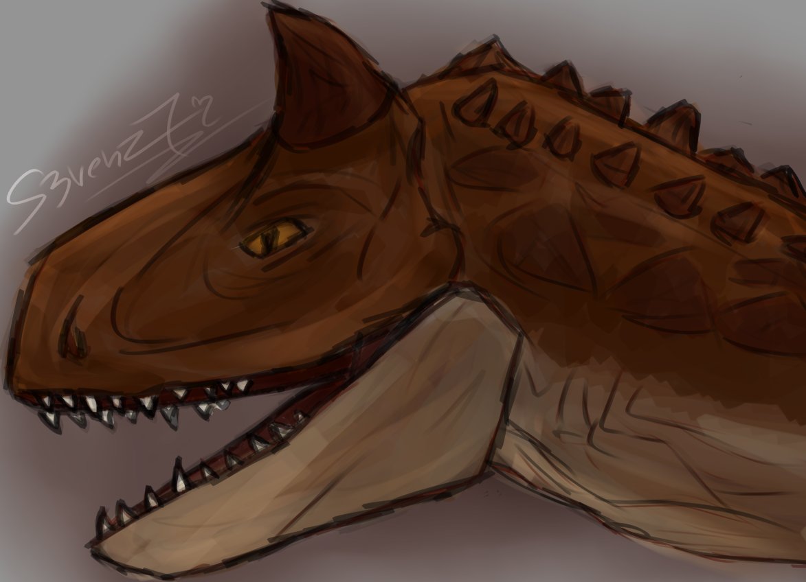 S3venz7's tweet photo. 5 and 6 coming tomorrow I SWEAR ON IT
heres day 4: carnotaurus (based on toro)
#paleoart #dinosaur #paleo #campcretaceous https://t.co/CGf9Y2BqZe