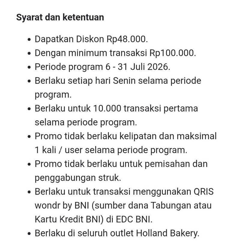 kimmyexp's tweet photo. Promo holland bakery x BNI start hari ini🥖🍞

DISKON 48RB minbel 100RB

📍berlaku tiap hari senin aja‼️
📋6-31 Juli 2026
📍kuota 10.000 transaksi pertama selama periode program (senin only yaaaa jgn lupa)
📍all outlet holland bakery https://t.co/5r4xWsBkUd