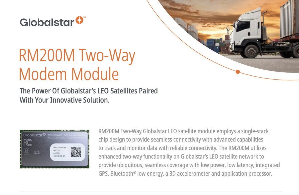 blinkrsrch's tweet photo. How $GCTS Powers The Best Satellite IoT Devices On The Market 

It’s been 9 months since $GSAT dropped the commercial rollout of the RM200M, and it’s made a massive footprint in the IoT game ever since 🛰️.

It all comes down to their unique ip, the GDM7243i chip.

Tracking assets globally is a headache. You either pay high premiums for constant satellite coverage, or you lose tracking data the second a truck or shipping container goes out of cellular range.

How does GDM7243i fix this? 

Because of GCT, the RM200M is able to be a hybrid device.  The chip can automatically, seamlessly switch between standard cellular networks (when in range, keeping data costs low) and Globalstar’s LEO satellite network (when off-grid, ensuring a constant connection). Your asset never goes dark, no matter where it is on the map.

Why didn't Globalstar just buy chips from giants like Qualcomm or MediaTek? 

While giants like $QCOM build powerful NTN chips, bridging standard cellular with custom satellite spectrum (like GSAT’s L/S band) usually requires them to use complex, multi-chip setups. That translates to bulkier hardware, higher production costs, and severe battery drain.

So why GCT Chips?

GCT is integrating everything, the RF transceiver, baseband, GPS, and memory, into one ultra-efficient single stack System-on-Chip (SoC) specifically customized for dual mode action. All of this also equals longer lifespan, lower cost, and as reviews say simple setup. 

And with over 120 patents around the tech, GCT's moat is essentially locked in. 

As $AMZN is diving headfirst into the satellite game, with huge IoT and Physical Robotics plans, this could get spicy.