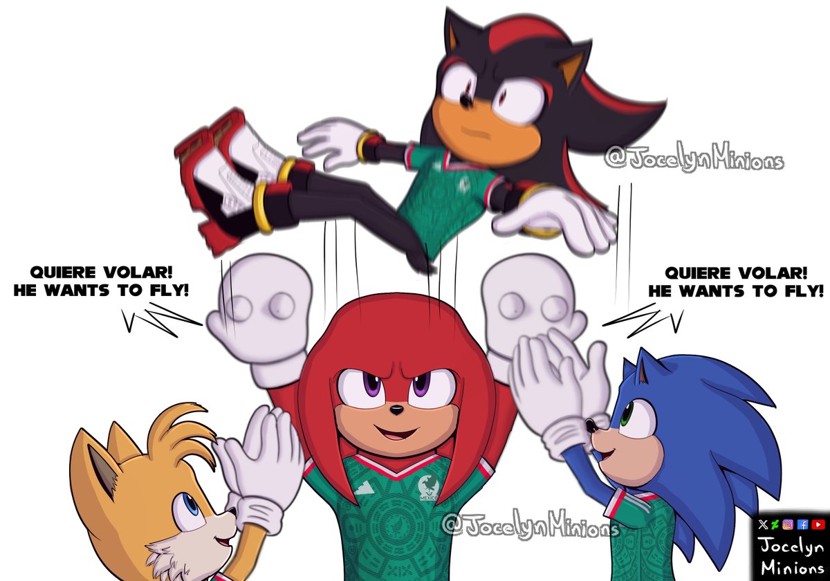 JocelynMinions's tweet photo. LET'S GOOOO! MEXICO!
#Sonic #SonicTheHedgehog #SonicMovie3 #ShadowTheHedgehog #Knuckles #Tails #México #Mundial2026 https://t.co/gc9cI3NUiu