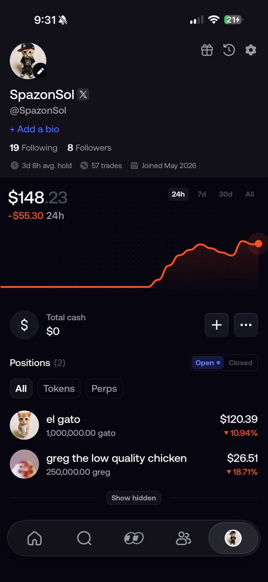 SpazonSol's tweet photo. We rocking with $gato and $greg on the @fomo wallet 

Feel free to follow or drop so supply 

Trade with me on fomo and get 10% off fees!

https://t.co/BrzC8cUBLA https://t.co/fFS4YPcpTv
