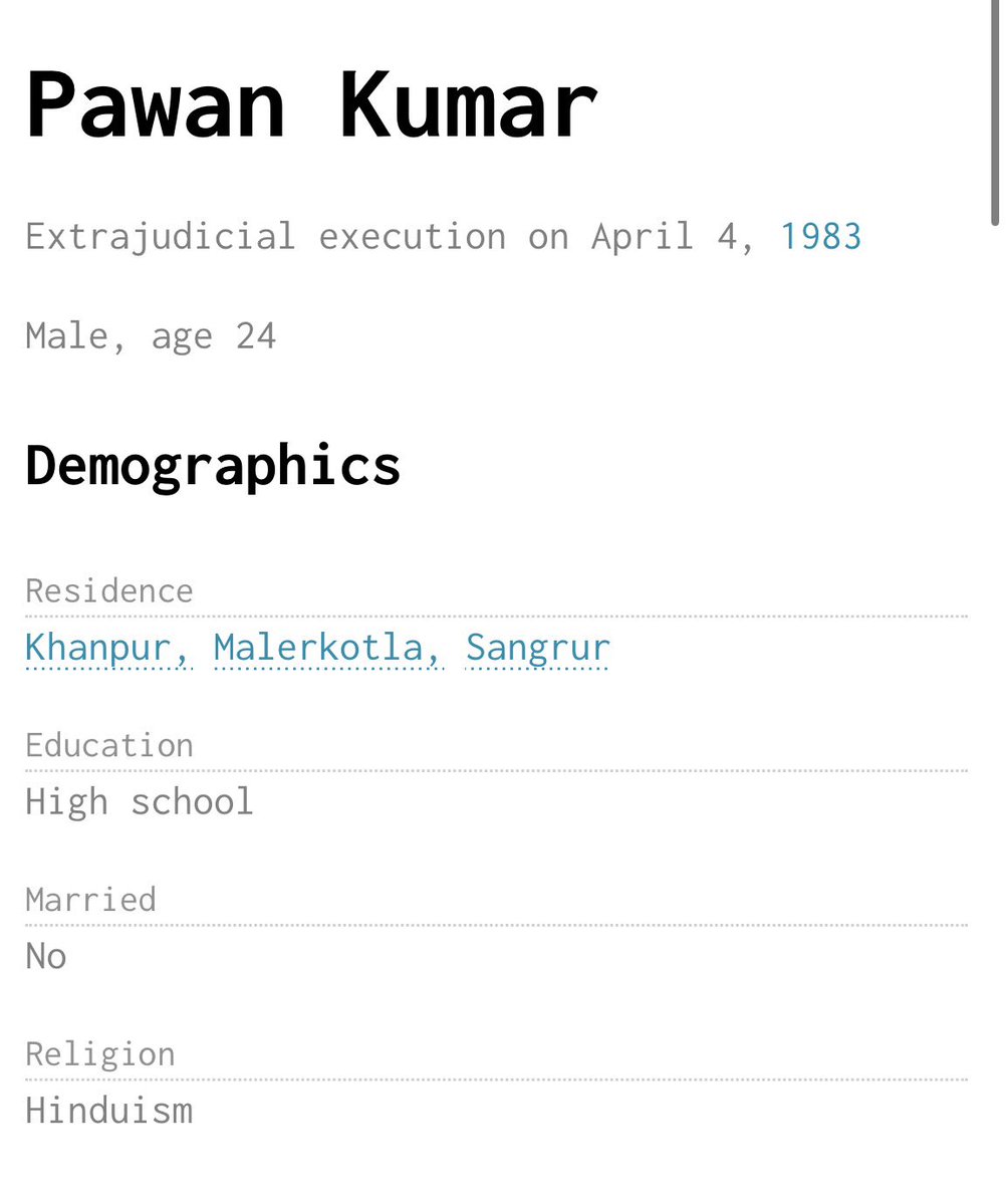 PeniParkerzp's tweet photo. Sikh orgs like @ensaaf have even documented Punjabi Hindu victims of extra judicial killings during strech of 1982-1997 by Police and cases are registered and still pending in Thanas across Punjab

Were they Khadkus or Jatts ?

Your shameless lot are no friends of Punjabi Hindus https://t.co/ue3CtcF9Gy