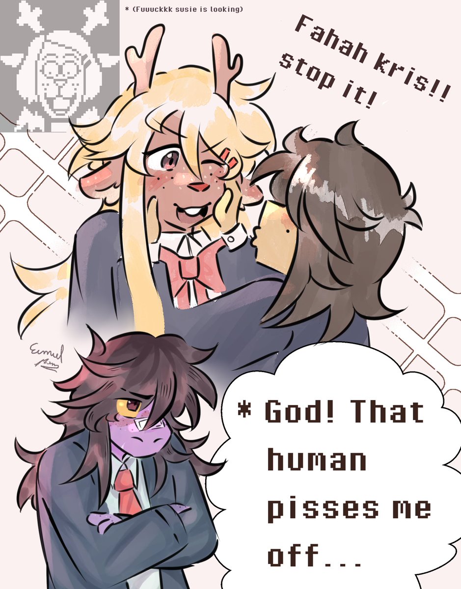 eimielpam's tweet photo. I love their school uniforms so much... i had to draw noelle

#deltarune #suselleㅤㅤㅤㅤ https://t.co/OhE5XK2uJD