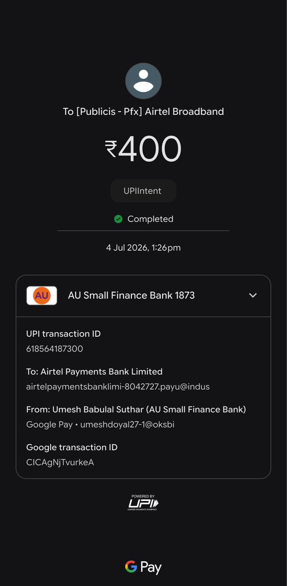 umesh_doyal's tweet photo. @airtelindia @Airtel_Presence @airtel_wifi already paid for airtelwifi on 4 th july still show there do payment i already paid on 4 th july no follow up no message from your team and no one coming at field visit @airtelindia @Airtel_Presence chor company #airtel #fraudcompany https://t.co/1hfAiw5JlB