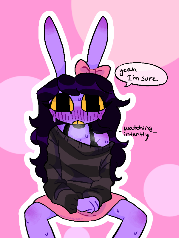 wet_ethernet's tweet photo. she's watching very intently... 
#tadcnsfw #genitalcircus #funnybunnyfrog #pomni #jax #ribbit https://t.co/BtDa9dAjrk
