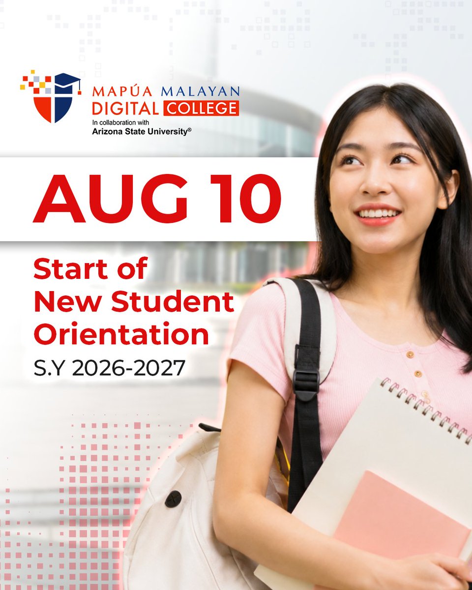 WeAreMMDC's tweet photo. August is almost here. Are you ready to start your college journey with MMDC?

Step up for your future with Mapúan Excellence. Enroll now this August Term at https://t.co/SZDIphNsob

#MMDC
#MapúaMalayanDigitalCollege https://t.co/EZE9cc6gaj