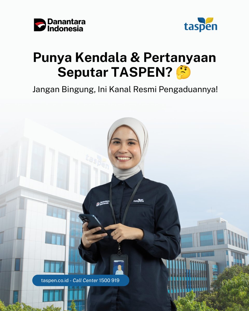 TASPENDenpasar's tweet photo. 📢 Biar Nggak Salah Alamat, Catat Kanal Aduan Resmi TASPEN Yuk!📢

Sobat TASPEN, kenyamanan dan keamanan dalam mendapatkan pelayanan adalah prioritas utama kami. https://t.co/7fzwKkZn3t