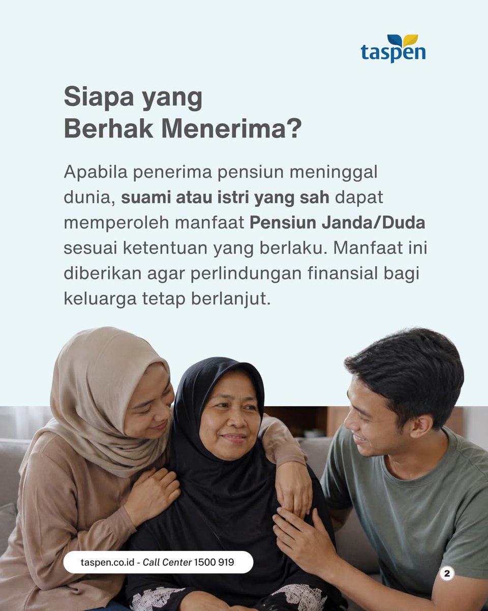 TASPENDenpasar's tweet photo. Hak pensiun tidak berhenti begitu saja.

Yuk ketahui siapa yang berhak menerima Pensiun Janda/Duda beserta persyaratan klaimnya. Swipe sampai akhir!

#TASPENAndalPensiunAman 
#TASPENuntukMasaDepanASN
#TASPENAndalMelayani https://t.co/d9tTvWpi16