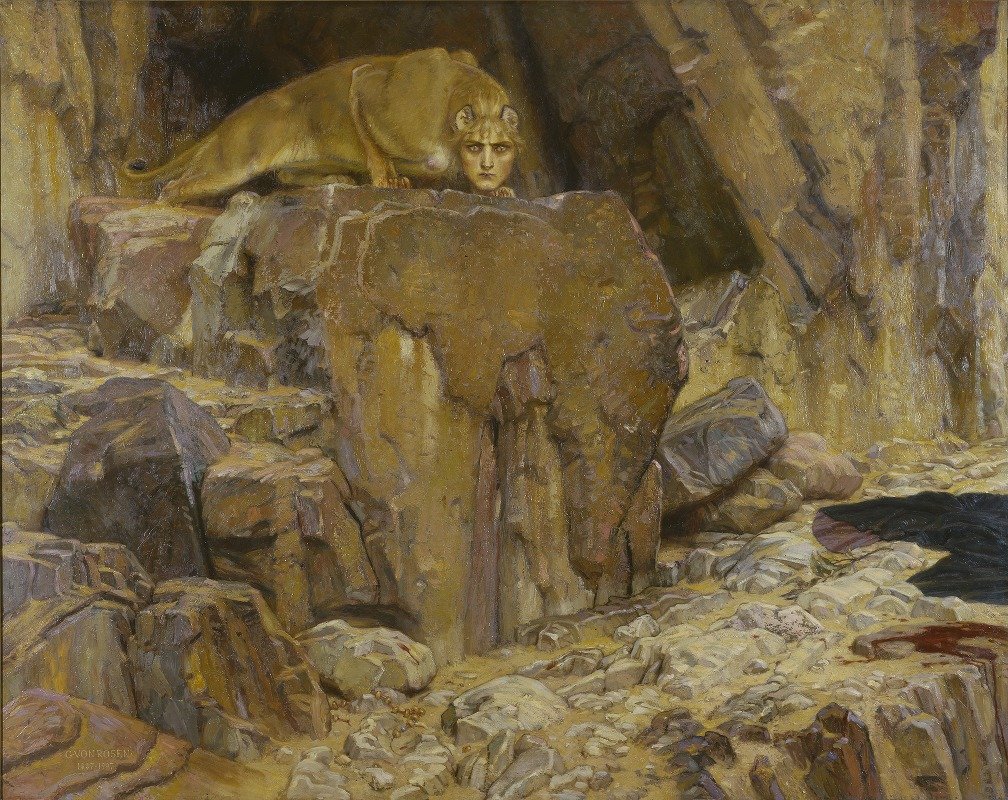 Delphingeist's tweet photo. The Sphinx (1887) Oil on canvas
Georg Von Rosen (1843 - 1923, Swedish)
Nationalmuseum Stockholm https://t.co/04L1yGMKIi