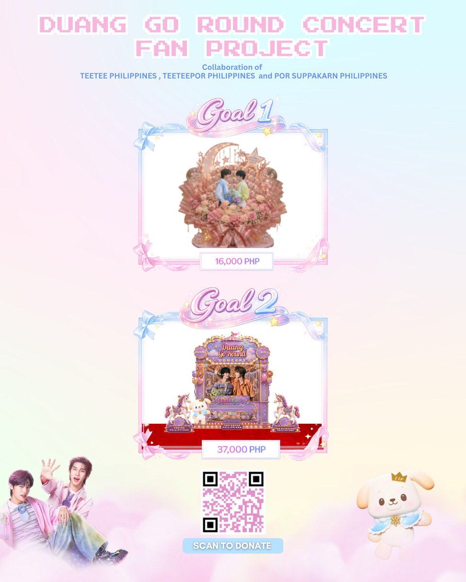 teeteeporph's tweet photo. ✨ 𝐃𝐔𝐀𝐍𝐆 𝐆𝐎 𝐑𝐎𝐔𝐍𝐃 𝐂𝐎𝐍𝐂𝐄𝐑𝐓 𝐅𝐀𝐍 𝐏𝐑𝐎𝐉𝐄𝐂𝐓 – 𝐃𝐎𝐍𝐀𝐓𝐈𝐎𝐍 𝐊𝐈𝐓𝐒 ✨

Hello, VAVAs! 🫶🏻

TEETEEPOR Philippines, TEETEE Philippines ( @2TEEPH), and POR Philippines ( @porsuppakarnph ) are excited to officially launch our Donation Kits for the DUANG GO ROUND CONCERT Fan Project! 🎡💜💙

Every donation will help us bring this special fan project to life and create a heartfelt surprise for TeeTee and Por at their very first concert. As a token of our appreciation, we've prepared exclusive fan-made donation kits for everyone who would like to support the project.

🎁 Donation Kit Tiers
💙 Kit 1 – ₱150 • Memo Pad • Badge Pen • Button Pin
💙 Kit 2 – ₱250 • Memo Pad • Badge Pen • Button Pin • Pouch
💙 Kit 3 – ₱500 • 2 Memo Pads • Badge Pen • Button Pin • Mug
💙 Kit 4 – ₱1,000 • Mug • Pouch • Button Pin • Tote Bag • Benefit Card

📅 Donation Drive: June 21 – July 25, 2026

🎯 Fundraising Goals 
Goal 1: ₱16,000 
Goal 2: ₱37,000

If we reach Goal 2, we'll be able to make an even bigger and more memorable fan project for TeeTee and Por. Any funds collected beyond our target will be reserved for future fan projects and initiatives supporting the boys.

Every peso counts. Whether you choose a donation kit or simply donate any amount, your support brings us one step closer to making this project a reality. 

Let's come together and show Teetee and Por just how loved they are. Thank you for always supporting our boys and for being part of this journey with us! 🫶🏻

📋 Donation Form: https://t.co/yQSFjuZLYK

📱 Transparency Sheet: https://t.co/NU4XurFYAU

**A full transparency report will be posted after the donation drive concludes.

🎨 Art Credits: All illustrations featured in our donation kits are original fan art created by talented illustrators from the Philippines and Indonesia.

#DuangGoRoundConcert
#เจอด้วงที่อิมแพคนะเธอ
#ด้วงกับเธอSeries
#DuangWithYouPHFanproject
#teeteepor #ตี๋ตี๋ป๋อ